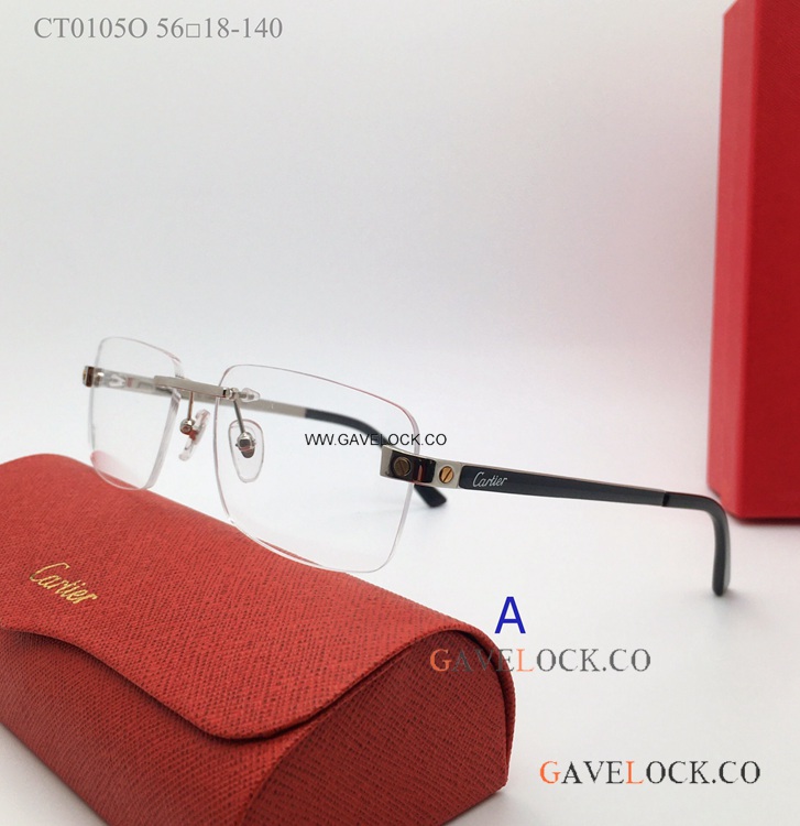 Copy Santos Cartier Eyeglasses Silver Rimless CT0105O